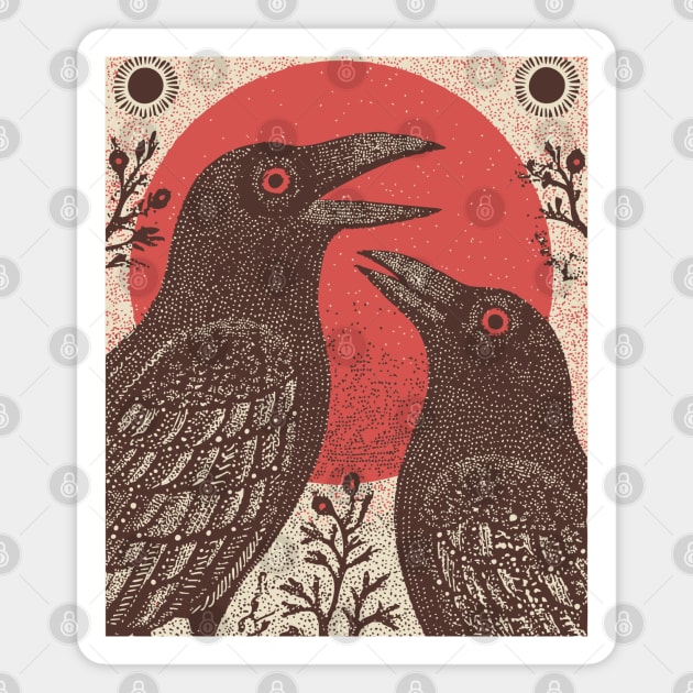 Norse Mythology - Huginn and Muninn, Odin's Ravens Magnet by TuncGK